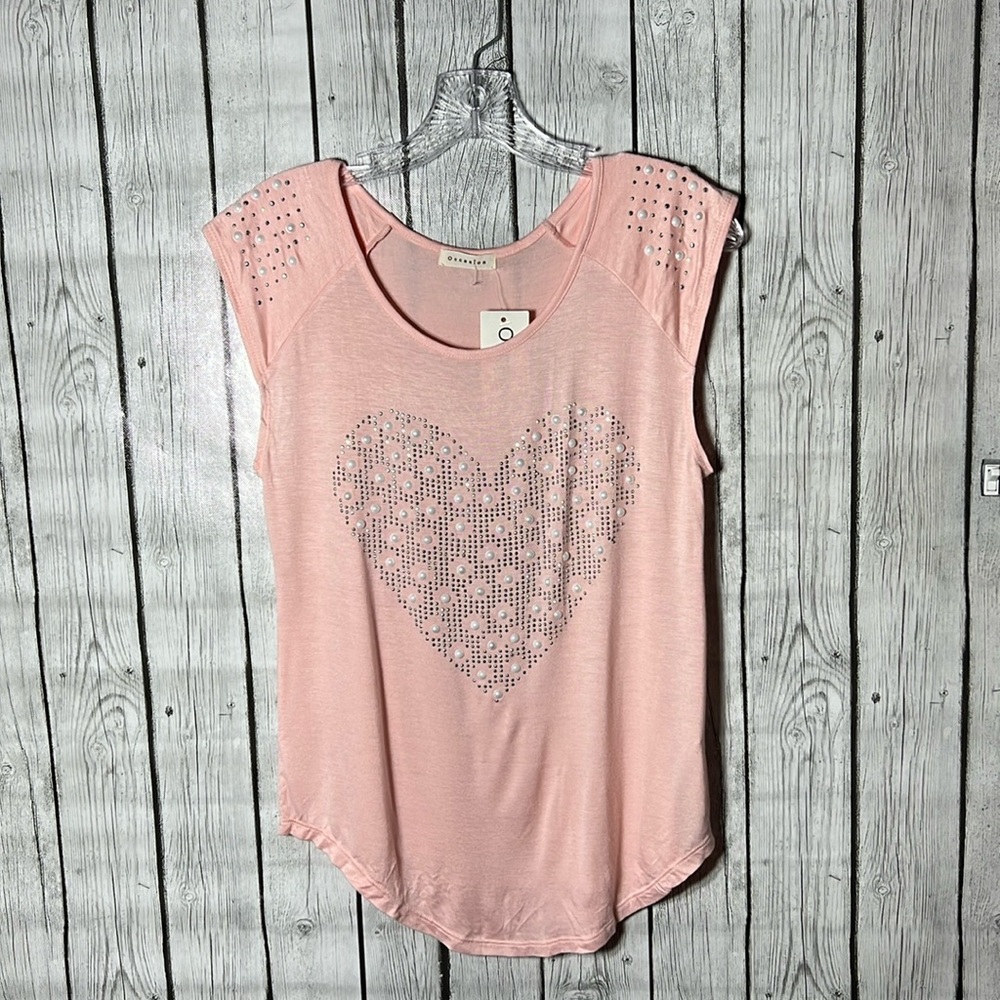 Occasion pink embellished heart top size Medium